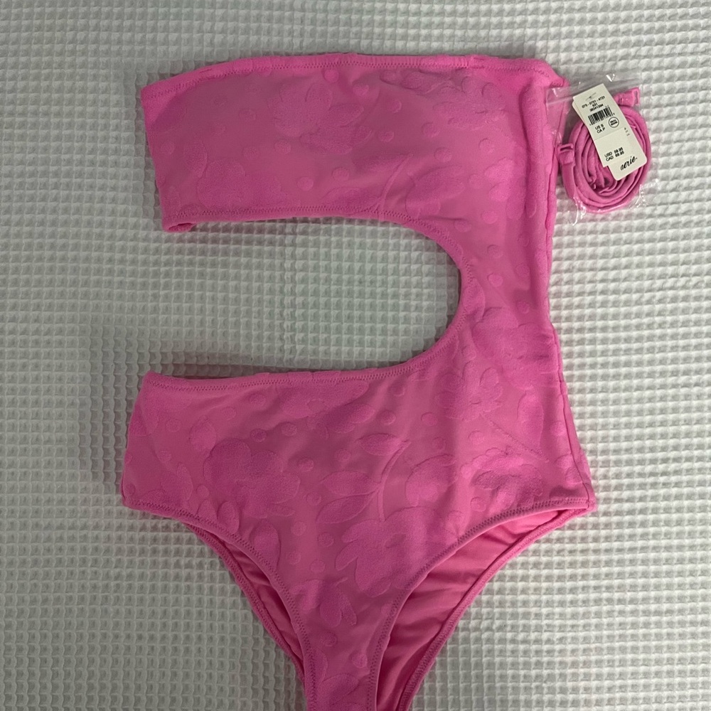 Aerie Terry Cut Out Strapless One Piece Swimsuit